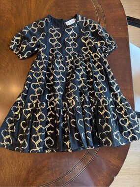Lucky Jade Black Dress with Gold Heart Sequins